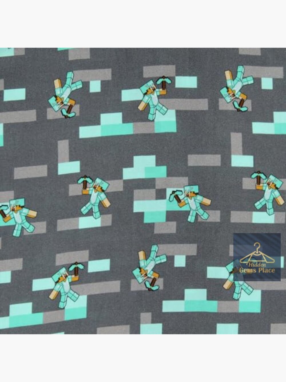 Minecraft Steve Diamond Armor Hawaiian Button Down Camp Collar Shirt - Picture 4 of 5